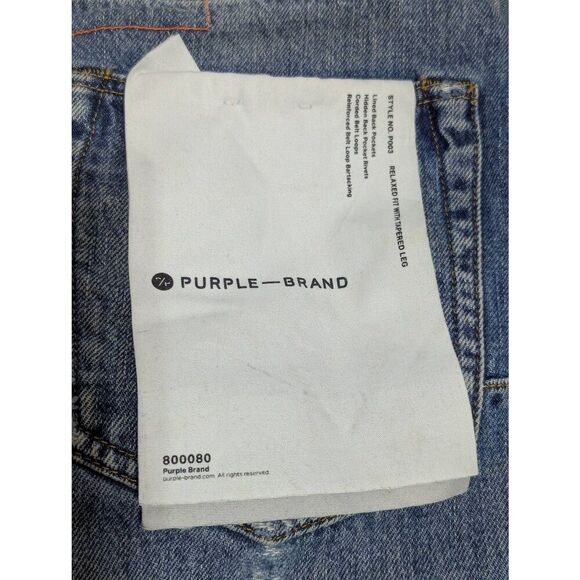 Purple Brand Men's Blue Mid-Wash Style No P003 Rare Find Hand Finished Jeans Siz - Picture 7 of 12